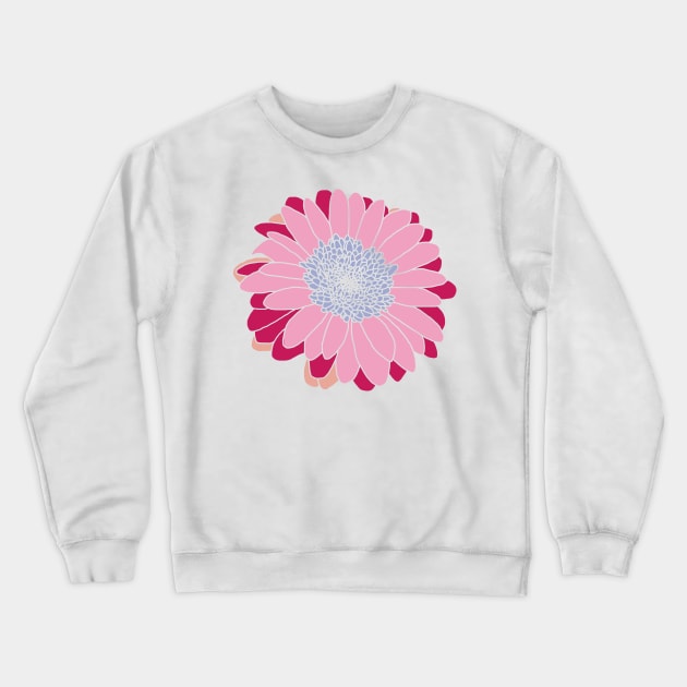 Painted Daisy Flower in Pink and Blue Graphic Crewneck Sweatshirt by ellenhenryart